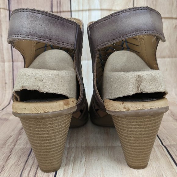 EARTH Libra Heeled Sandals Gray Leather Comfort Sandal Sz 10 - Picture 4 of 10